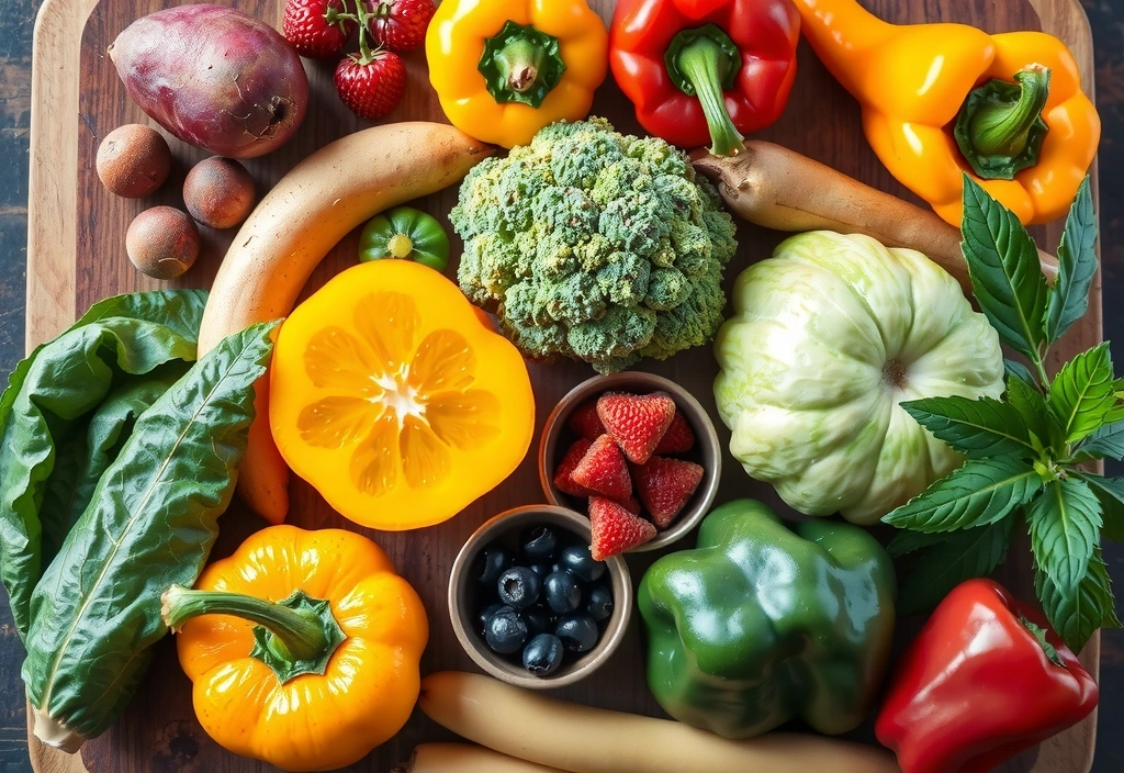 Frisches Gemüse und Obst, die die Grundlage einer ausgewogenen Ernährung bilden.