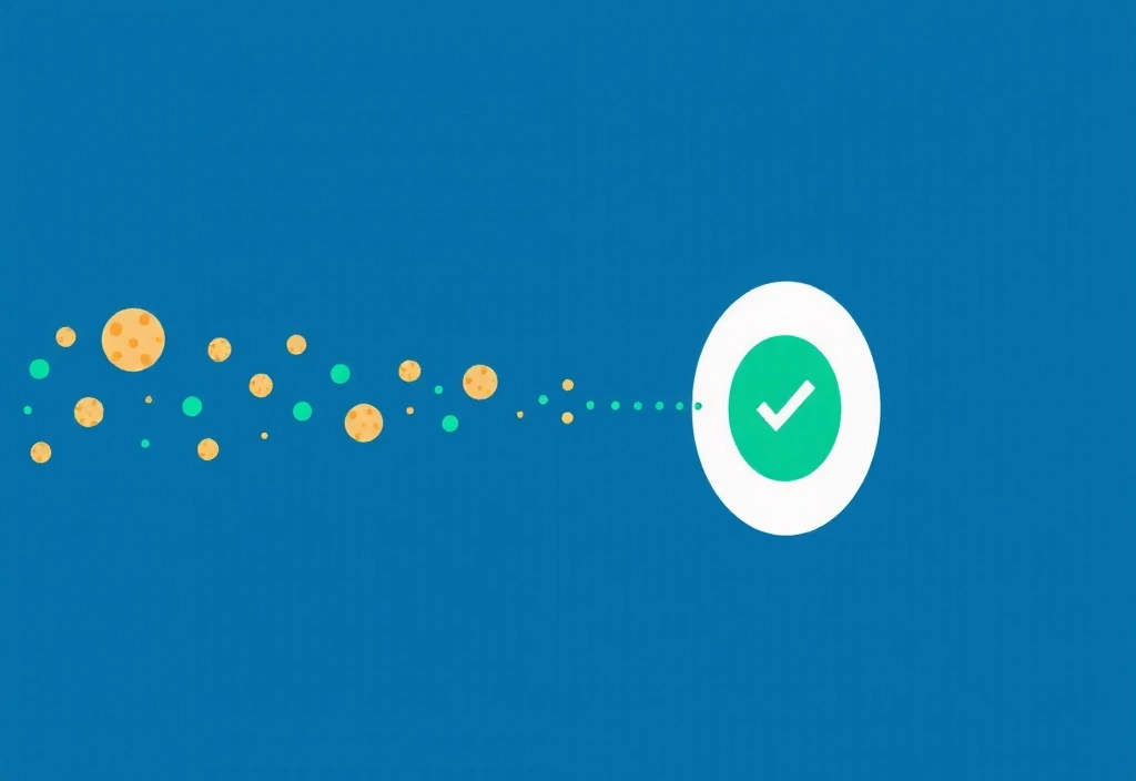 Illustration von Cookies als digitale Krümel, die Daten speichern